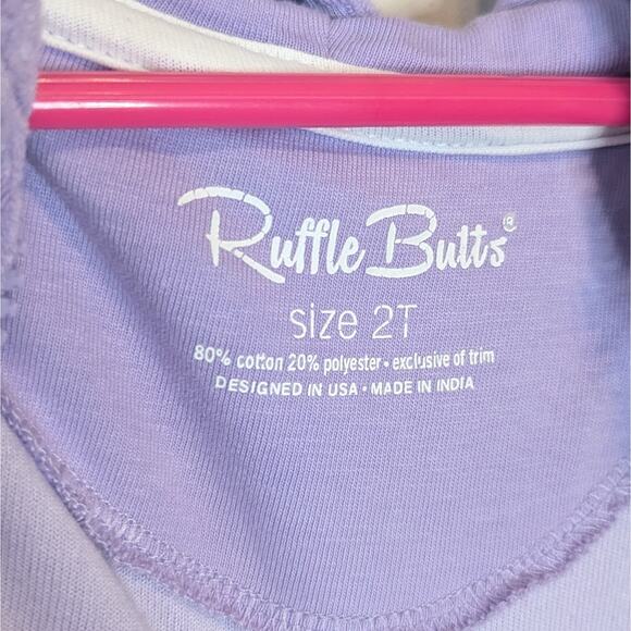Ruffle Butts Lilac Terrycloth Hooded Bath or Swim Cover Up Zip Short Sleeve 2T - Picture 4 of 7